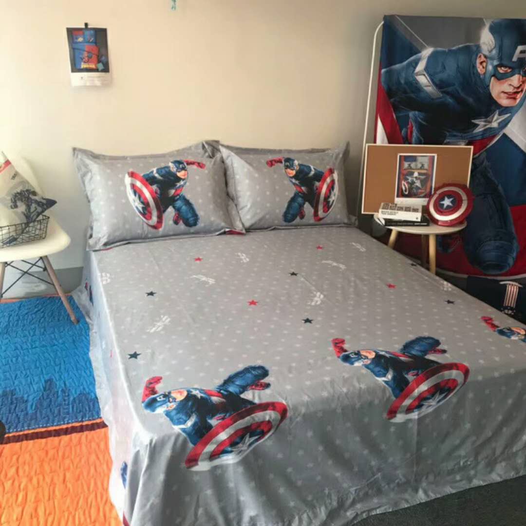 Trẻ em quilt cover đơn giản giường cotton bốn mảnh phim hoạt hình anime Superman cotton boy ba mảnh bộ đồ giường