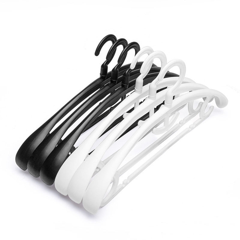 Black plastic hanger non-slip household white thickened clothes support wide shoulders clothes hook swivel sweater no trace clothes hanging