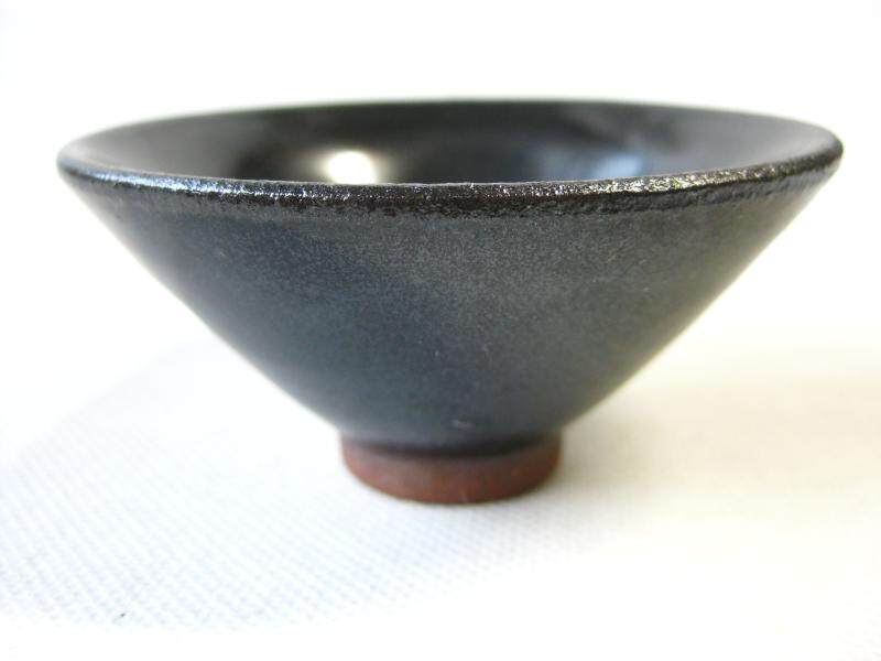 Authentic origin Ding kiln black glaze hand pull blank porcelain hat diameter 7 6cm black gold Tianmu tea set bowl cup