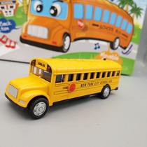 School bus model ornaments sound and light Boy gift car length 13cm door open