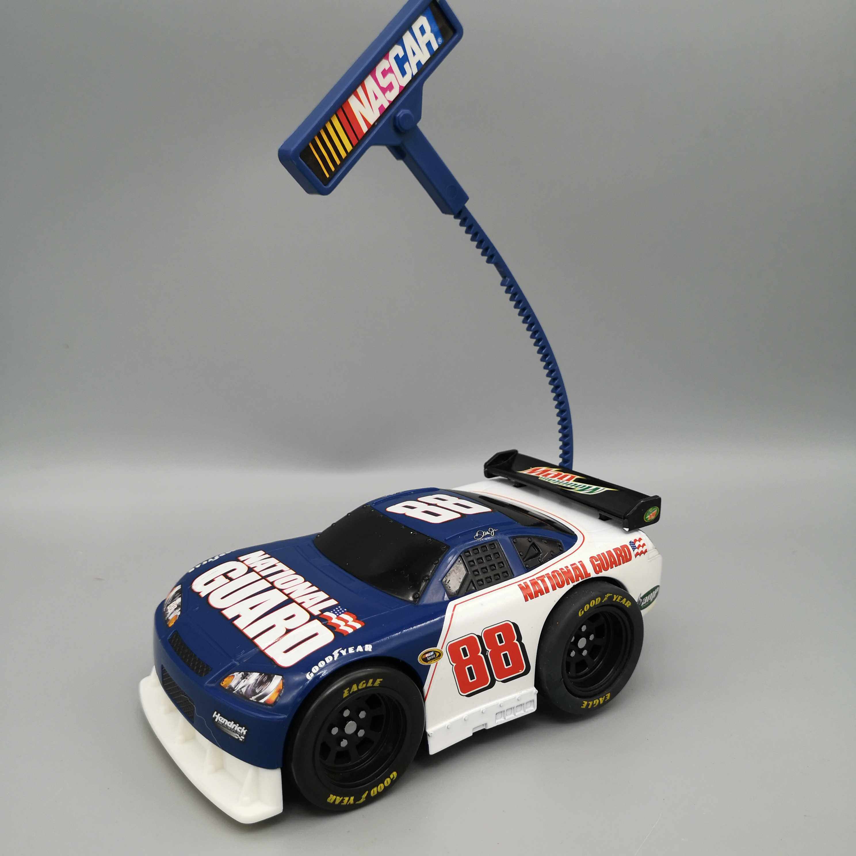 The nascar rally car runs fast