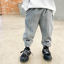 Boy Pants Pure Cotton Sports Pants Spring Autumn 2021 New children casual long pants Double Pepants Ocean Gas Chaoty