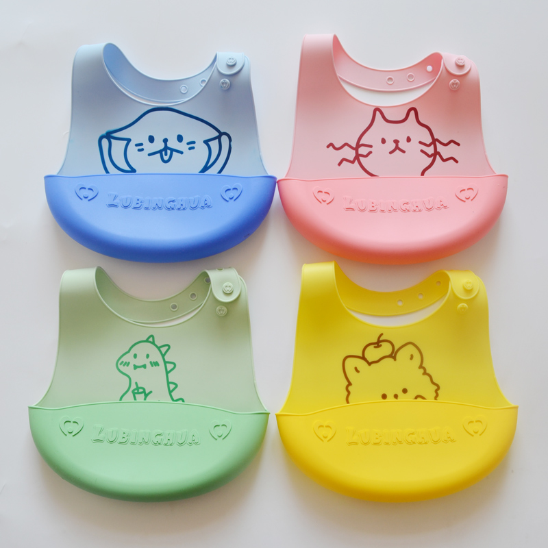 Baby waterproof silicone gel eating surrounding pocket for children's bib saliva pocket for a solid dining enclosure ultra soft light free of washout large number