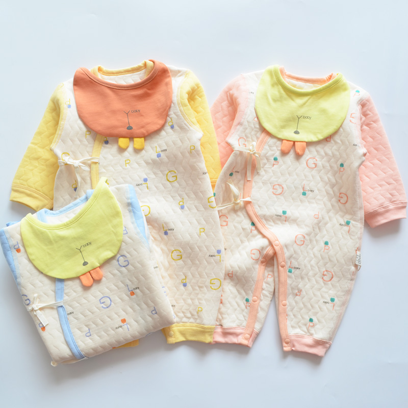 0-beginner baby triple warm butterfly coat long sleeve newborn pure cotton baby even fit baby to climb for spring and autumn