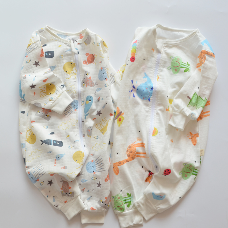 Baby double layer pure cotton cotton cloth sleeping bag divided leg Children's baby anti-kick by theyser Summer thin Medium Boy Spring Summer