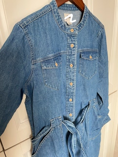 丹宁蓝超有复古味儿！美式J立领牛仔衬衫裙慵懒风中长款连衣裙女