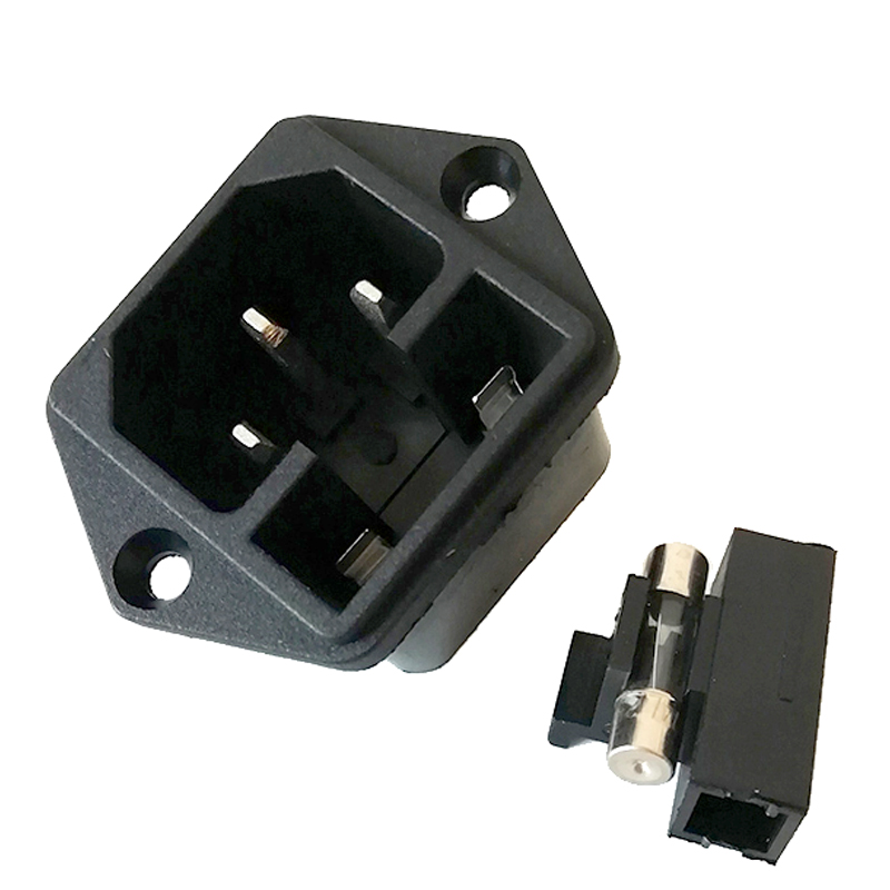 Instrument equipment power socket 10A220V main shell mechanical equipment black with switch fuse tube copper feet new