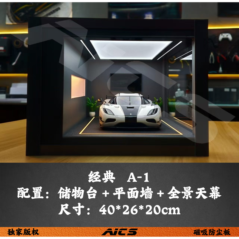 Aics Car Club 1:18 Model Scene Classic Model Car Dust-Proof Display Box Showroom Garage