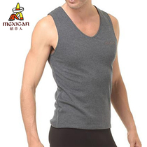 Rice straw man lingerie V collar double layer heating fiber medium thick male warm vest without velvety blouse shoulder DC15936