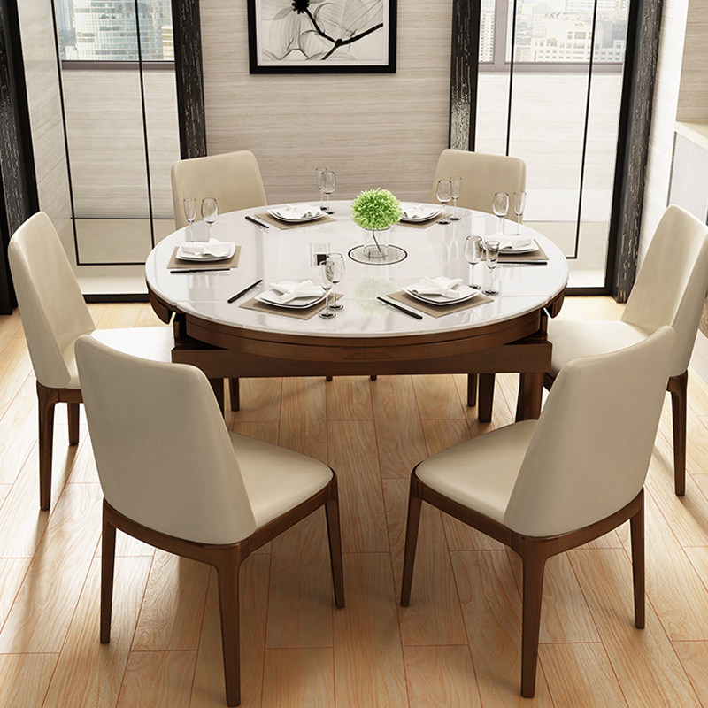 Nordic solid wood dining table and chair combination modern household dining table simple folding telescopic dining table small apartment square