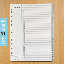 a4 plastic paging paper monthly transparent pp digital classification separator paper 11 holes 31 paging gray index paper