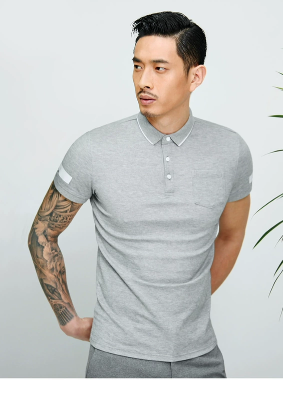 2 màu vuông trang trí áo polo mỏng Yuanben 020026 nam mùa hè kinh doanh giản dị áo thun cotton ngắn t shirt polo