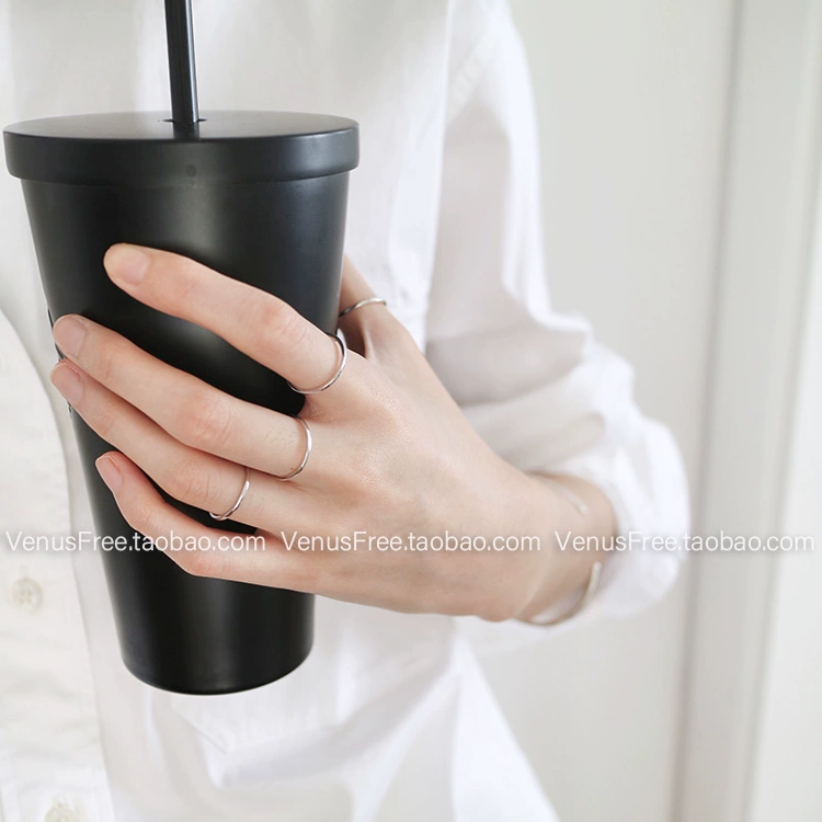 Gói thứ hai in gió tối giản 925 sterling bạc mở vòng trơn mịn đơn giản và đơn giản Châu Âu và Mỹ Hàn Quốc