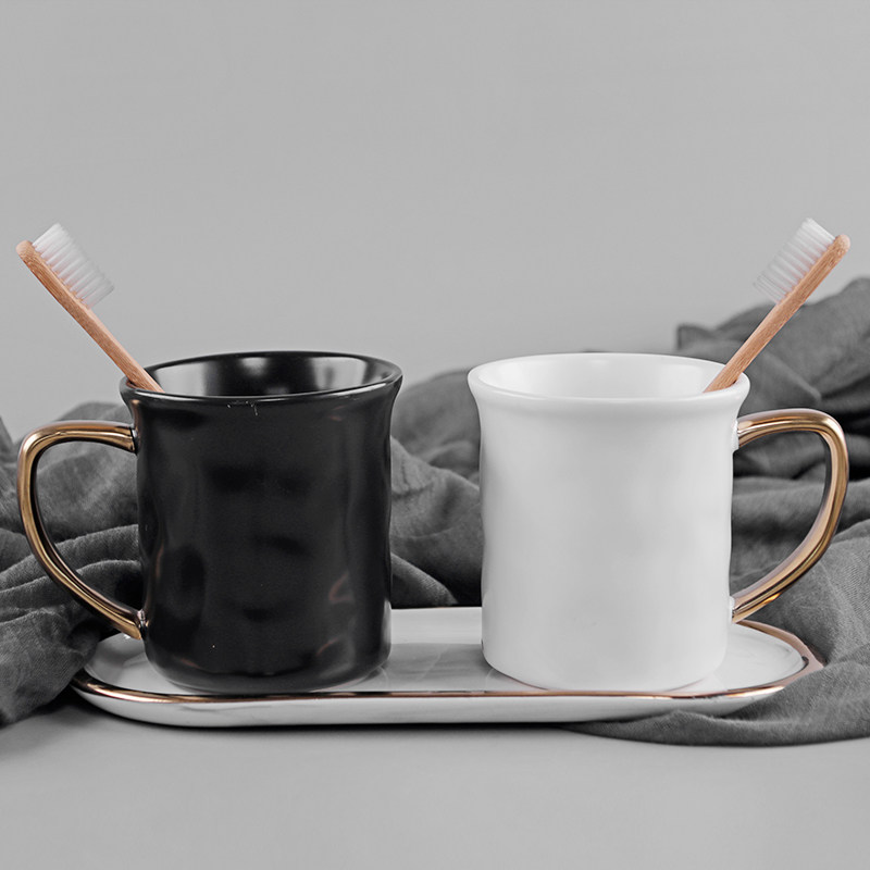 Day Style Ceramic Sketching Wash Mouth Cup Tooth Cup Water Cup Creative Mark Cup Coffee Cup Drink Cup Word Shake the same