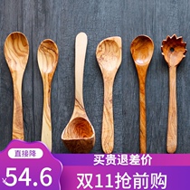 PASTERKAMP handmade olive wood cooking spoon soup spoon long handle wooden shovel rice spoon large food grade