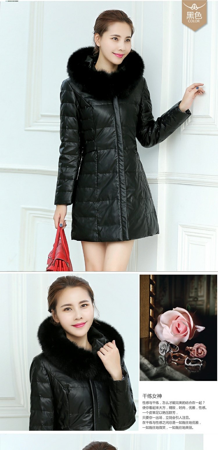 Mùa đông 2017 Hained leather down leather phụ nữ mới lông cáo xuống áo khoác lông dài đoạn lớn áo khoác da nữ giá rẻ