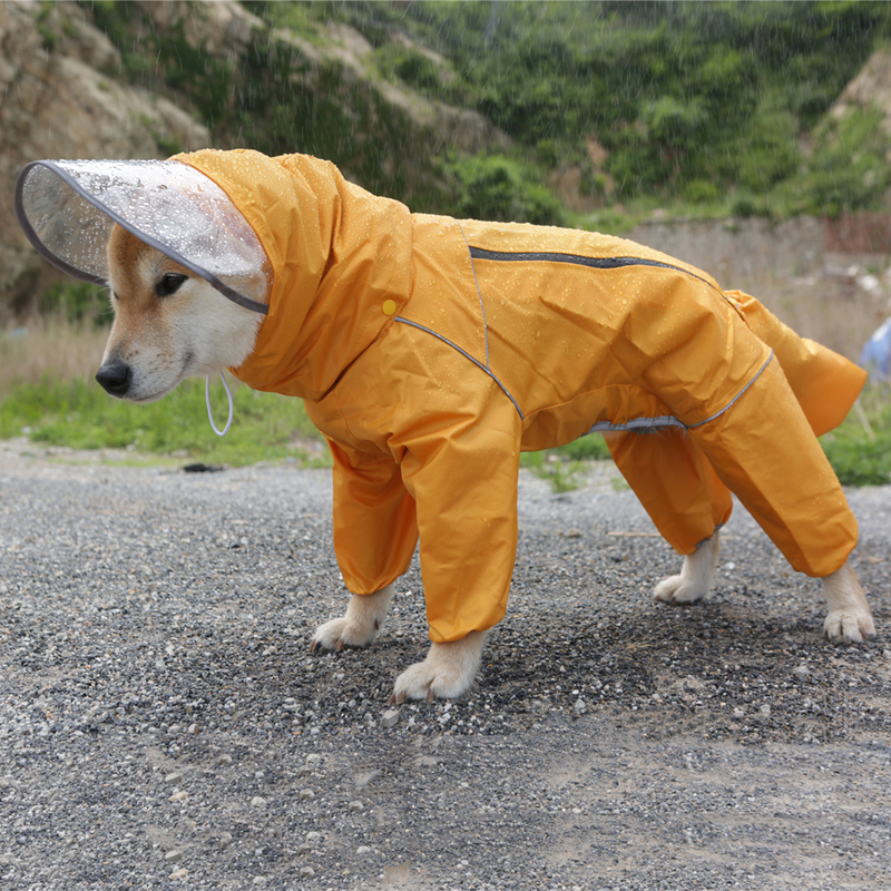 Pet Dog Raincoat for Small and Medium-Sized Dogs, Schnauzer, Bichon, Shiba Inu, Teddy Dog Raincoat, Four-Legged Full-Cover Tail Raincoat