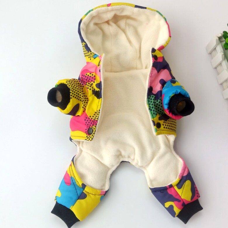 Одежда для животных 新款狗狗衣服连帽迷彩加厚棉衣秋冬装贵宾泰迪宠物中小型犬四脚衣