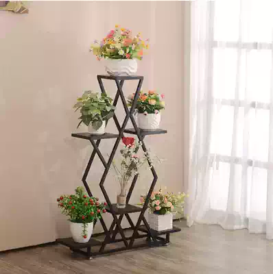 Flower stand floor type golden Ge living room flower pot stand multi-layer iron shelf balcony flower stand European style