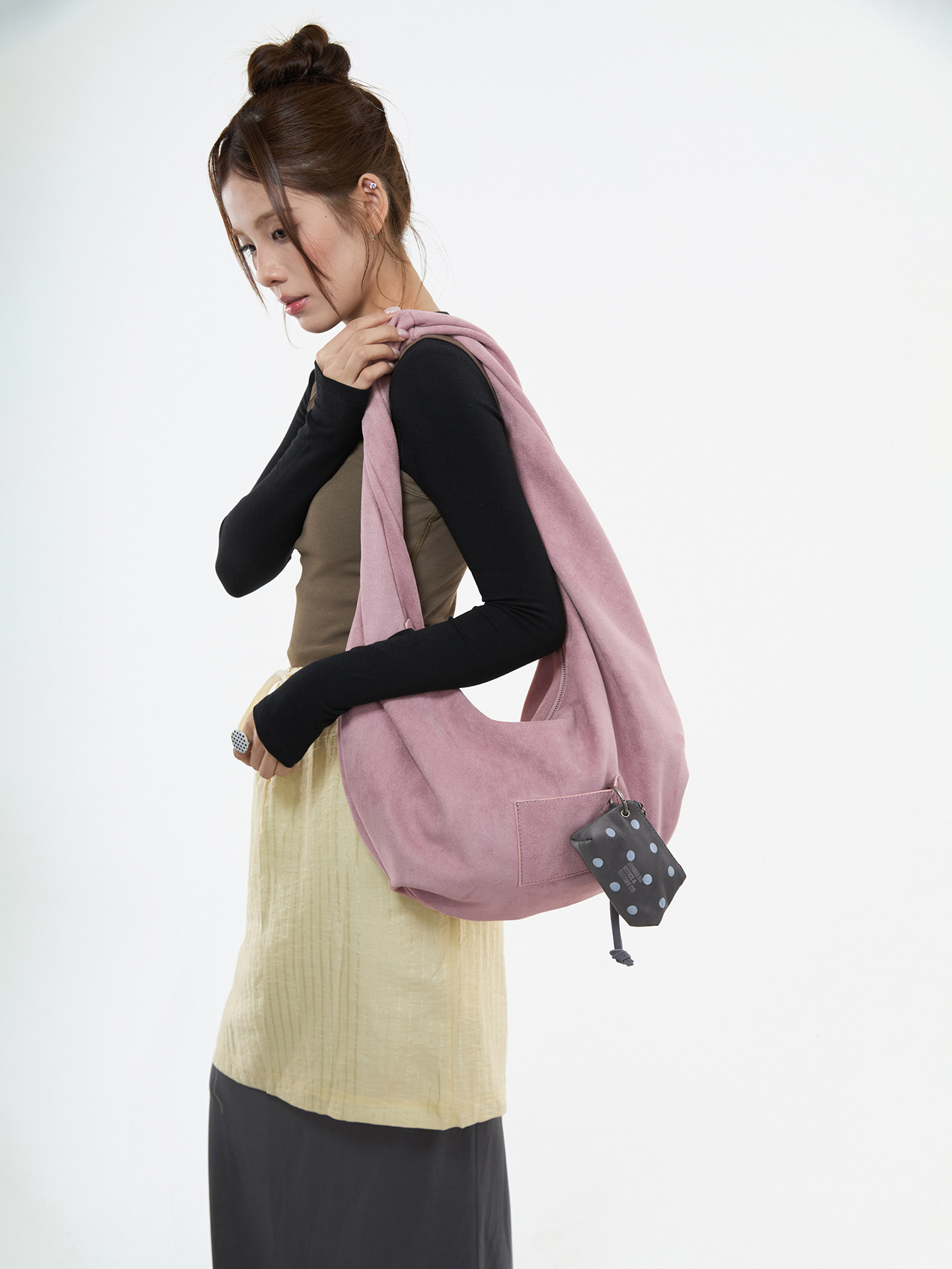 JANDRESS Mochi Pink Faux Leather Zip-Top Underarm Bag