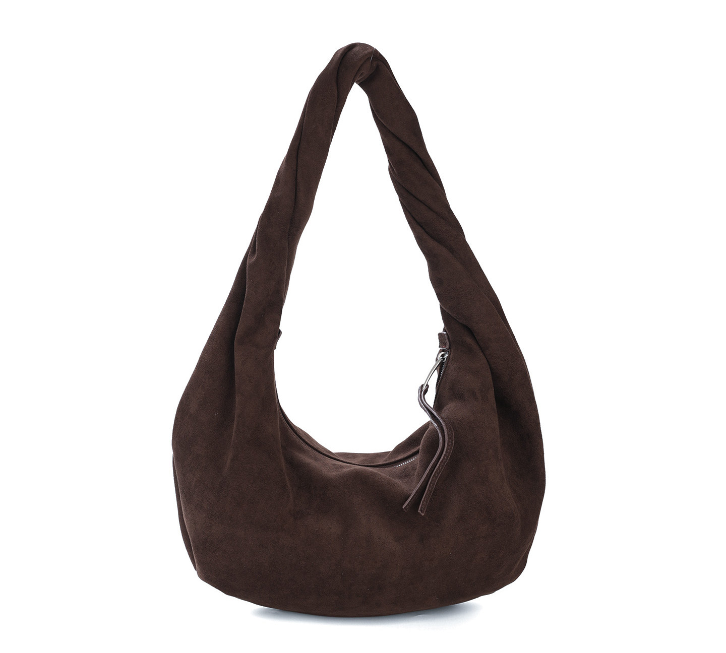 JANDRESS Suede Brown Twisted Pocket Underarm Bag
