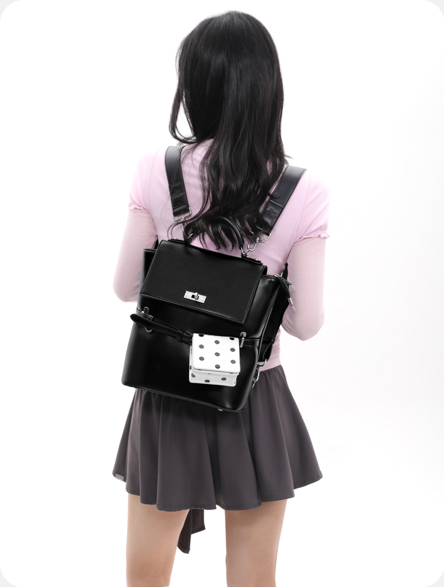 JANDRESS Black Contrast 3-Way Backpack