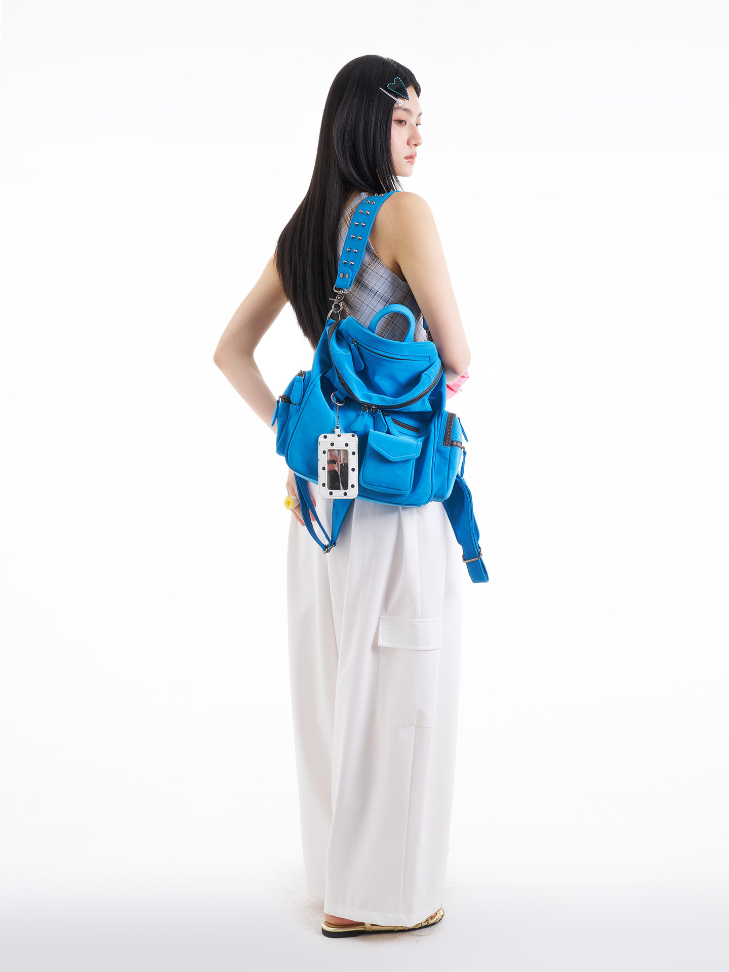 JANDRESS Florida Blue Multi-Pocket Rivet Backpack