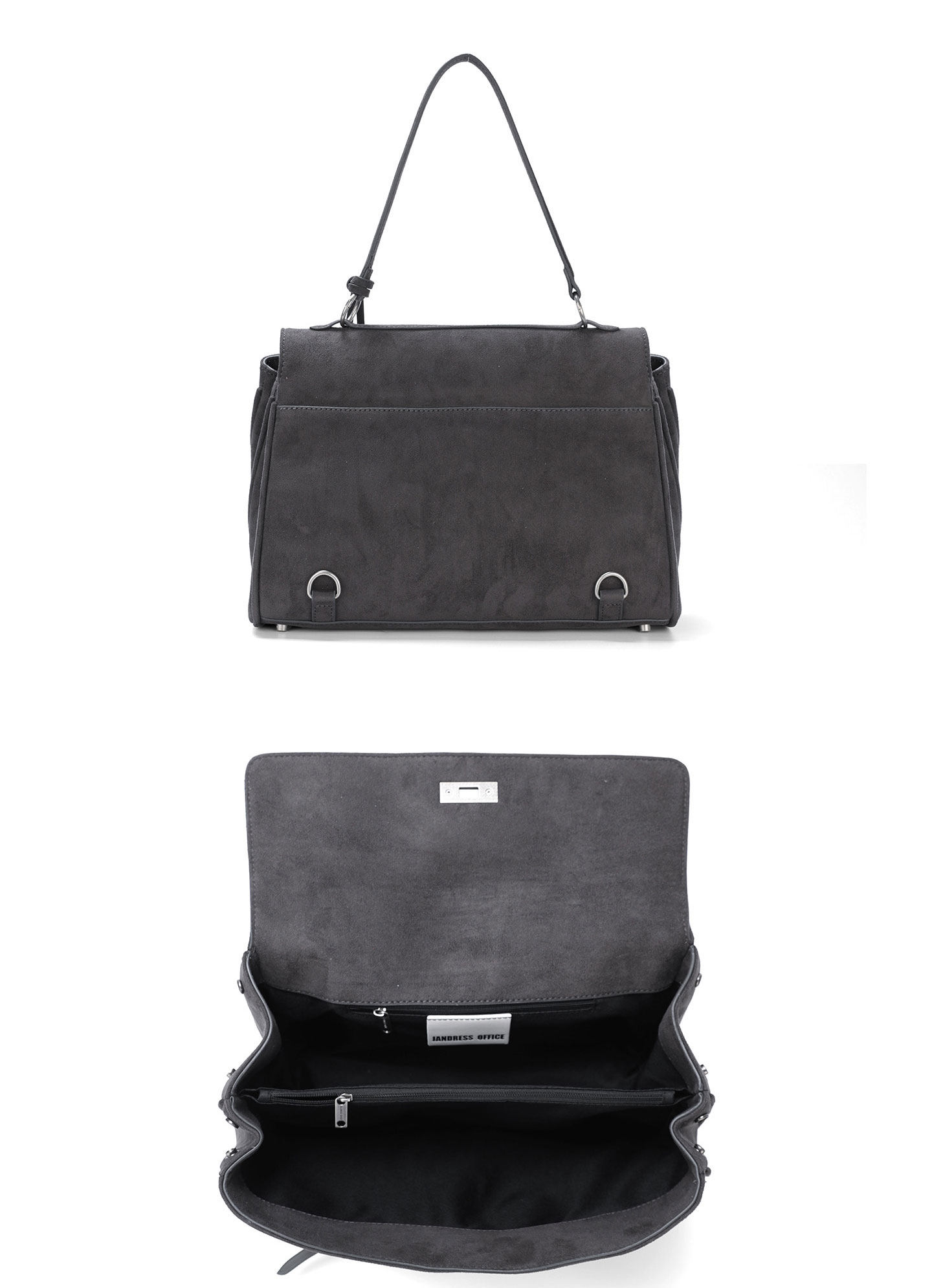 JANDRESS Blue-Grey Suede Clasp Backpack