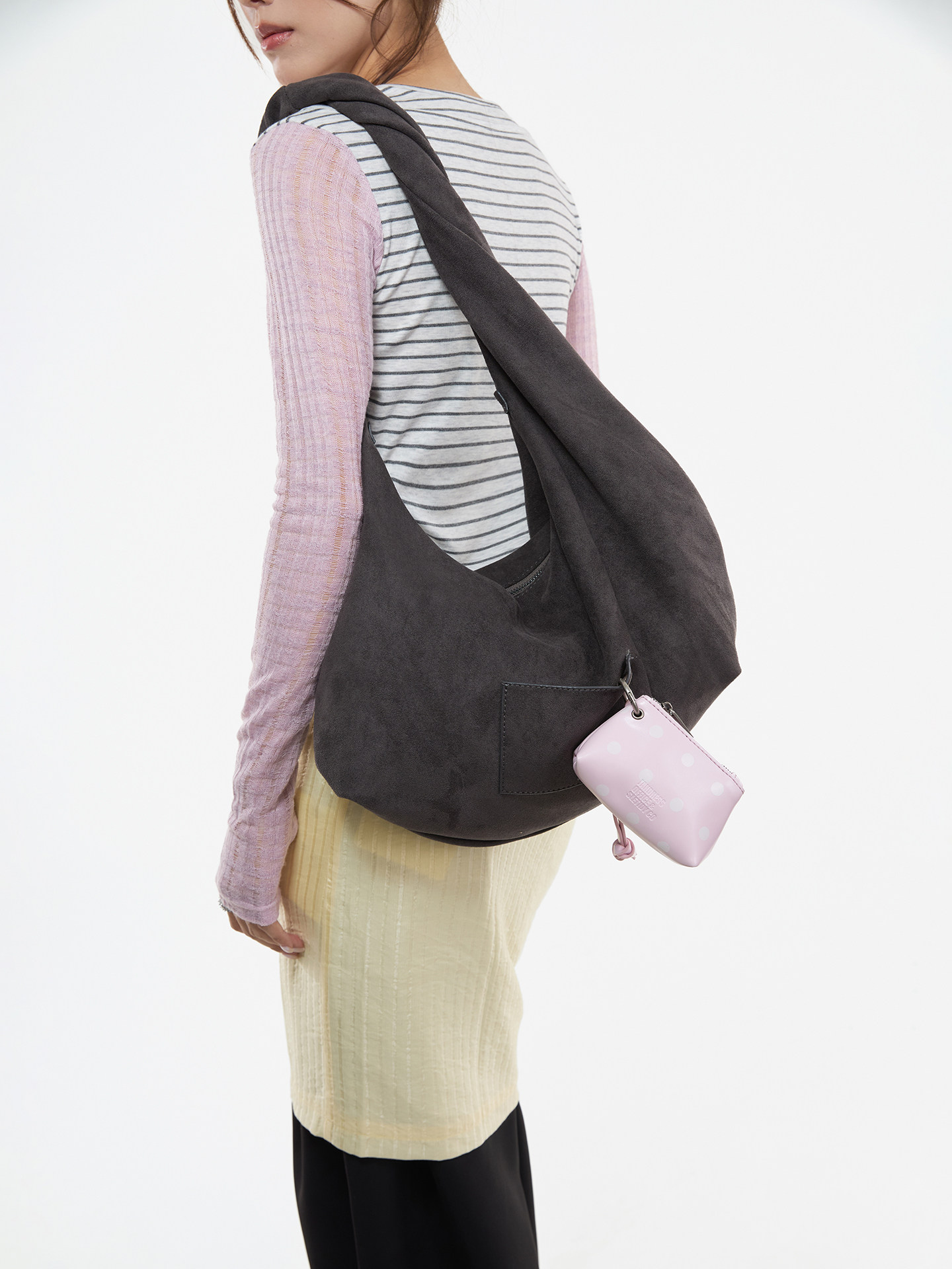 JANDRESS Blue-Grey Twist Pocket Underarm Bag