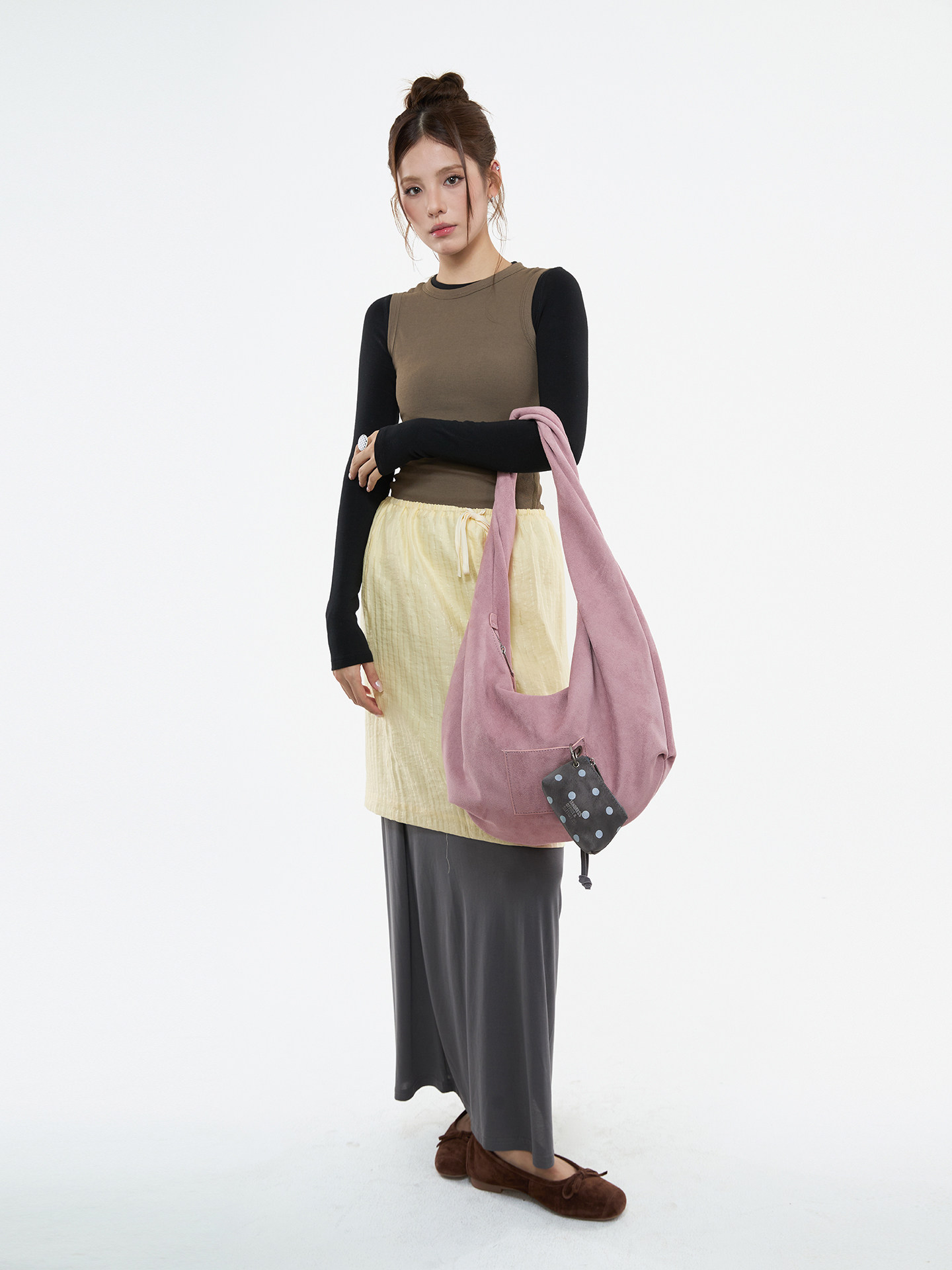 JANDRESS Mochi Pink Faux Leather Zip-Top Underarm Bag