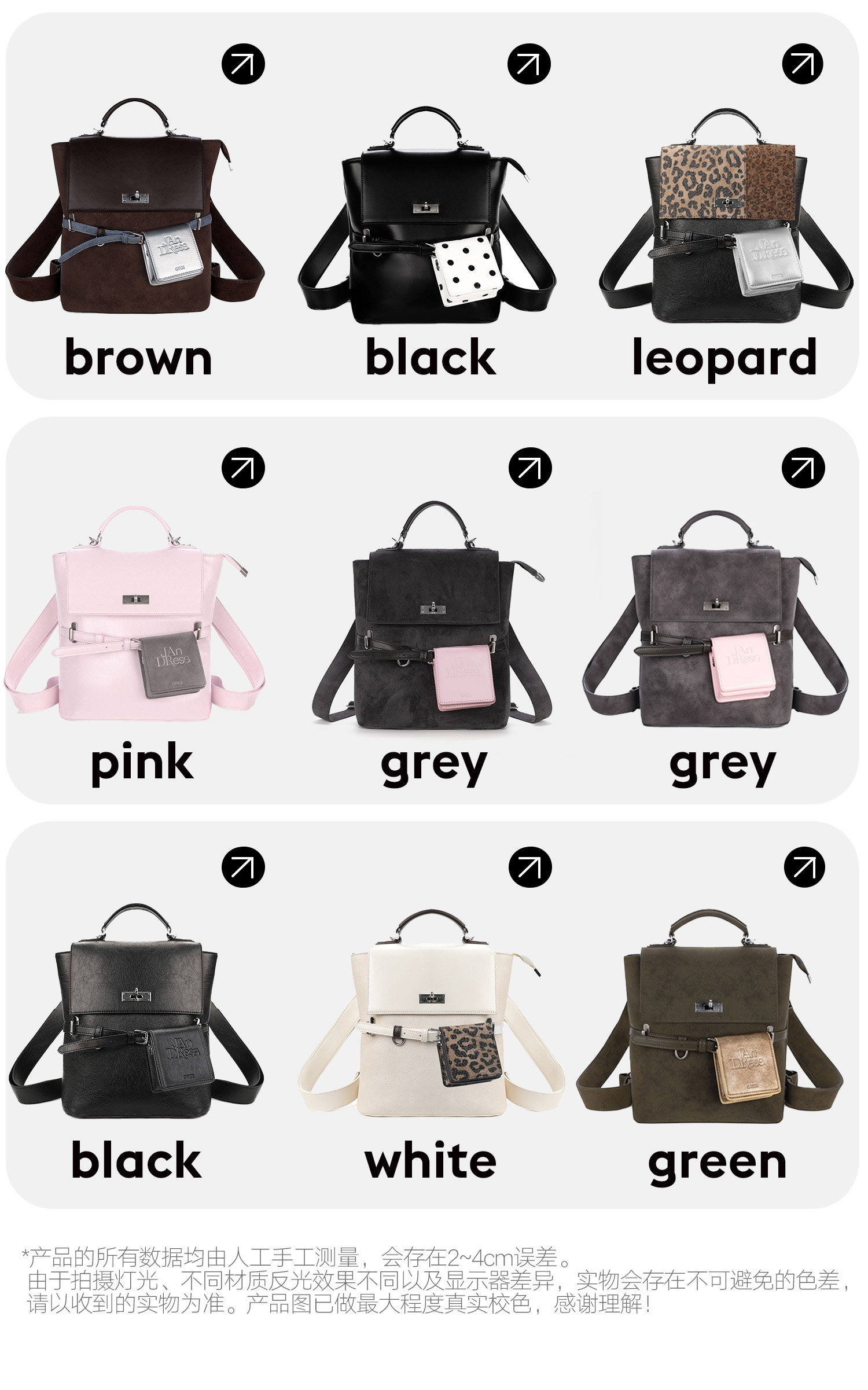 JANDRESS Faux Leather Color-Block Crossbody Backpack