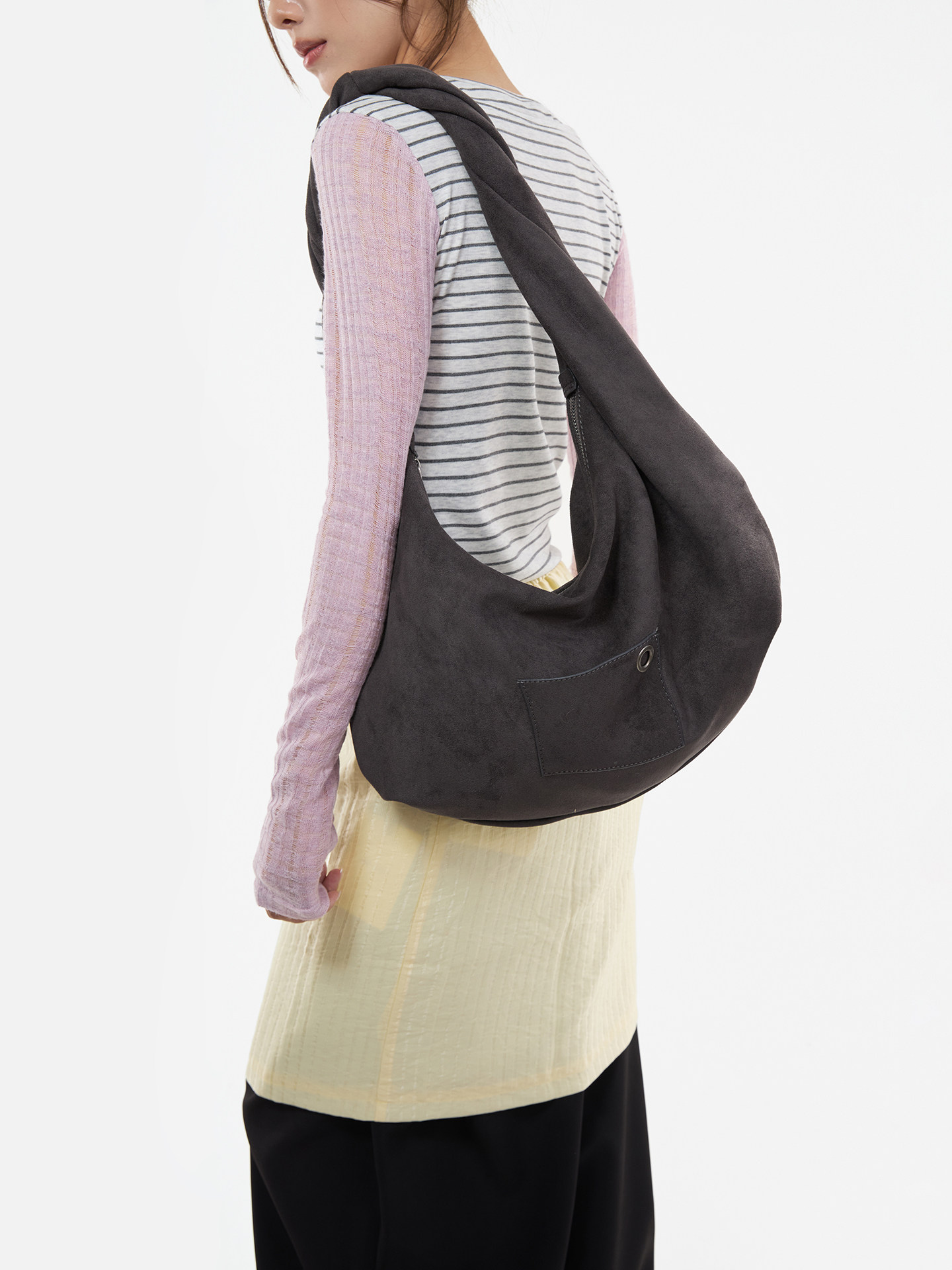 JANDRESS Blue-Grey Twist Pocket Underarm Bag