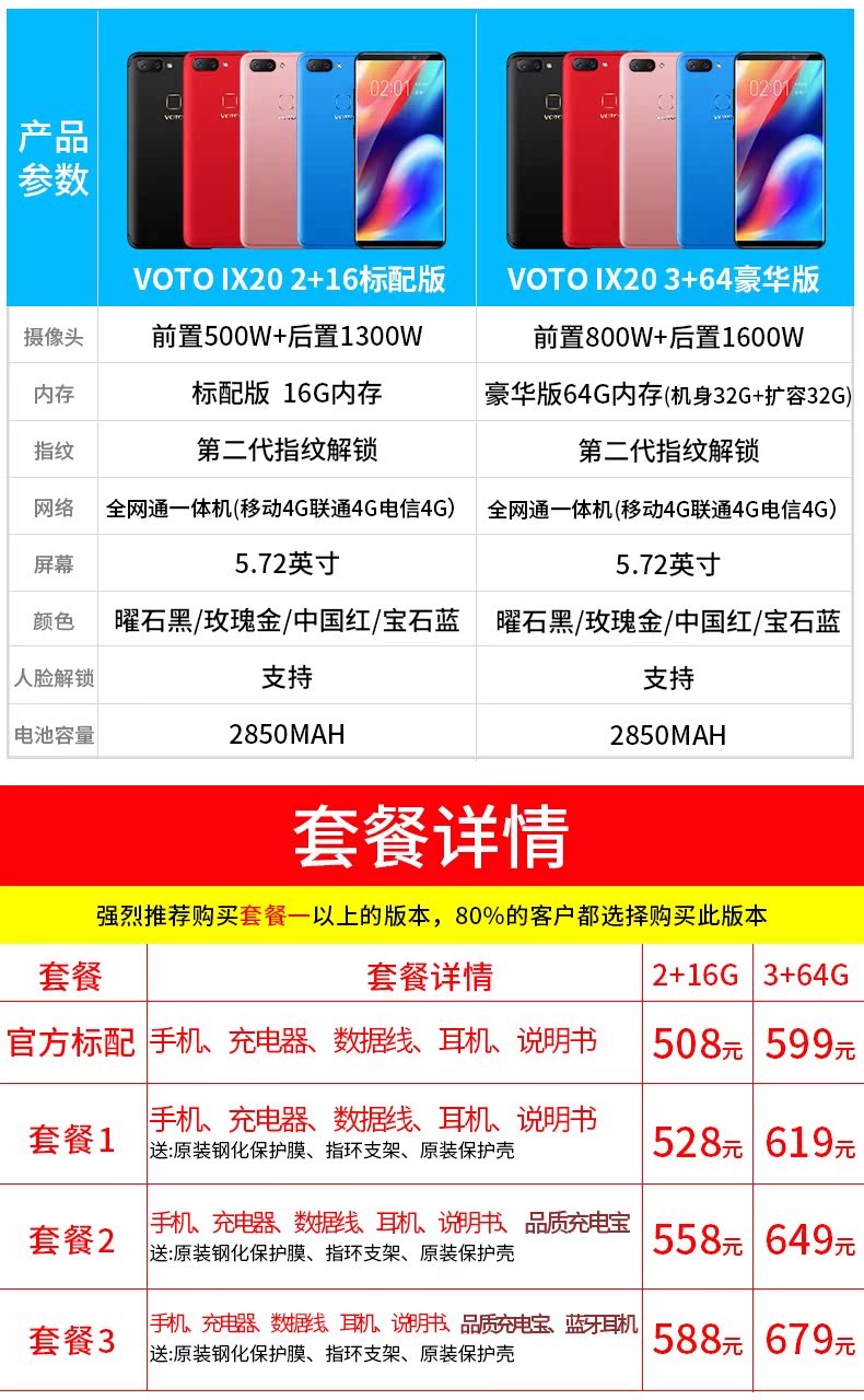 VOTO IX20 toàn màn hình chính hãng đầy đủ Netcom Telecom 4g Điện thoại thông minh Android siêu mỏng màn hình lớn thẻ kép ở chế độ chờ kép