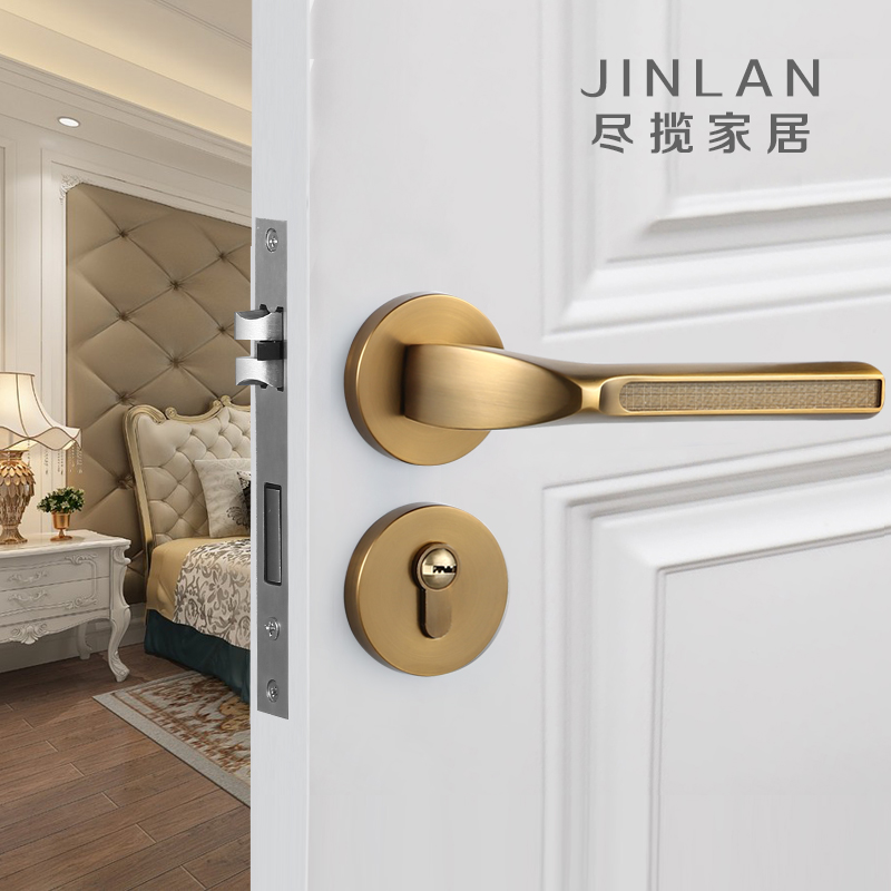 Wooden Door Indoor Room Door Lock Light Extravagant PVD Handle mute Home Universal lock Split Lock Bedroom Lock Golden-Taobao