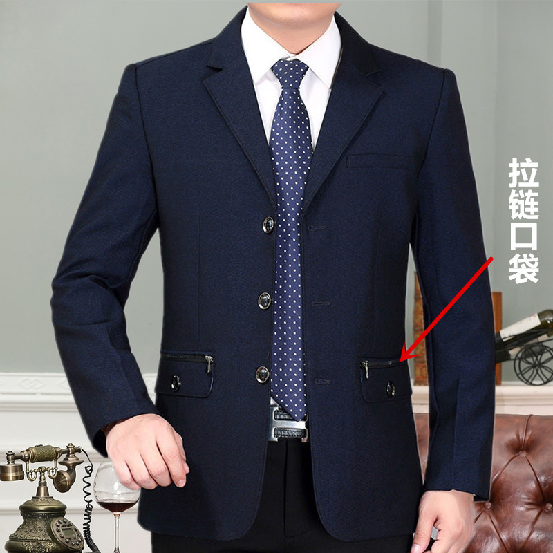 2026 Spring and Autumn New Style Single Suit Jacket for Middle-Aged and Elderly Men, Casual Blazer Single Piece Top, Dad's Outfit, 3-Button Suit Jacket