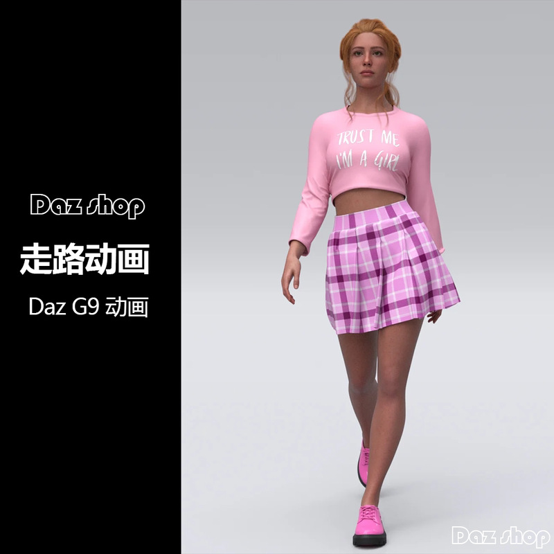 Daz G9 Character Female Walking Animation T-Stage Pose