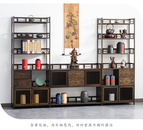 Nanzhu Tea Cabinet Rack Shelf Office Tea Water Lockers Bamboo Solid Wood Multilayer Living Room Tea Side Cabinet Containing small cabinets