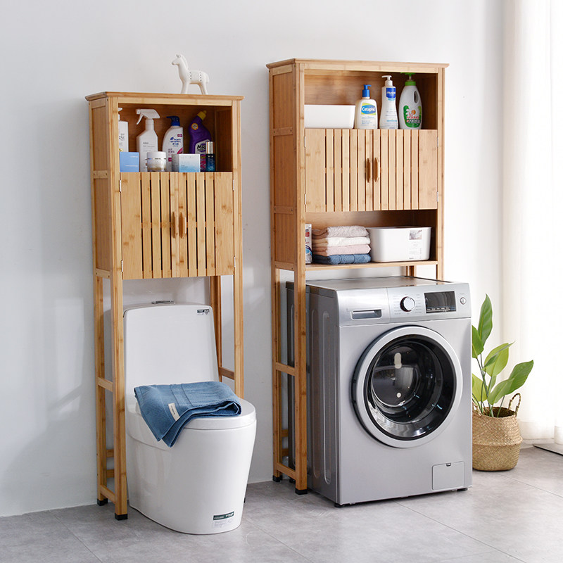 Flip wave wheel fully automatic drum washing machine rack makeup room multifunction balcony toilet rack shelve Nan bamboo