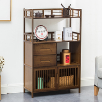 Solid Wood Tea Shelf Tea Dish Tea Cake Rack Small Tea Table Cabinet Containing Multilayer Teapot Tea Cup Tea Water Table Shelf Bamboo