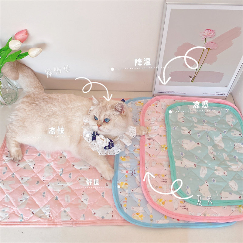 Pet Ice Silk Mat Cool Cold Kitty Cage Dogs Small And Medium Cooling Summer Cushions Cool Mat Cooked Sleeping