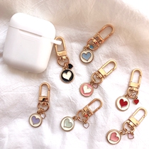 ins same paragraph Korean hardware loving peach heart metal key button airpods protective sleeve hanging chain bag hanging clasp