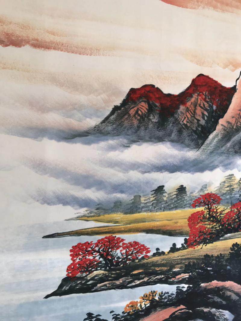 Картина 鸿运当头国画字画红山水丈二写意山水画黄金满地聚宝盆客厅装饰画