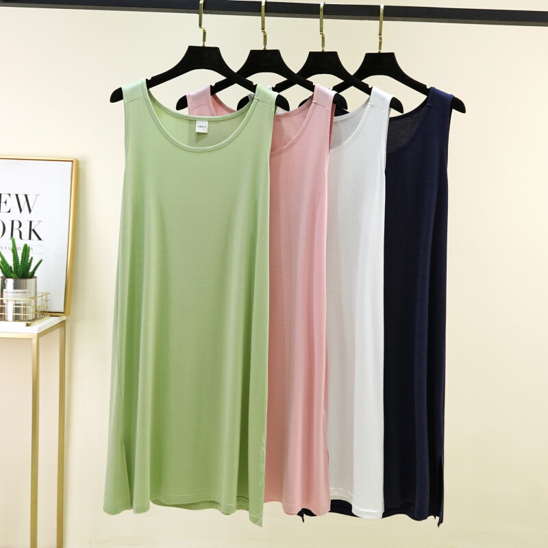 Eco-Friendly Silk Tank Dress for Women, Summer Versatile Thin Mid-Length Slim-Fit Bodycon Slip Dress, Sleeveless Top
