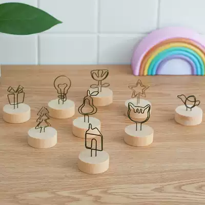 Creative simple decoration Wood post-it note clip Office message clip base Literary business card photo photo clip decoration