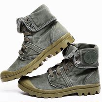 Palladium washed canvas for old round head retro folding shoes lace outdoor casual high helps men and women shoes