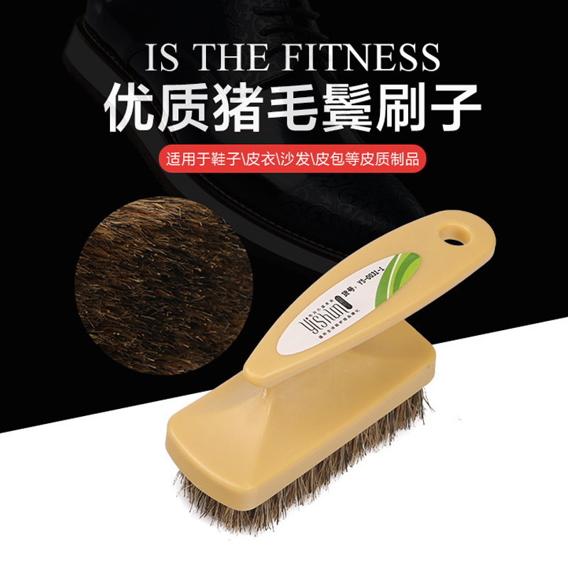 Buy 2 get 1 shoe brush handle bristle pig hair shoe brush leather shoes shoe polish brush soft hair cleaning brush shoes household