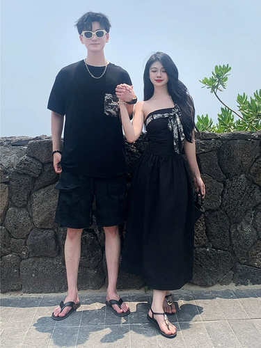 Летняя парная одежда для влюбленных, юбка, ретро платье, мини-юбка, футболка с коротким рукавом, премиум класс