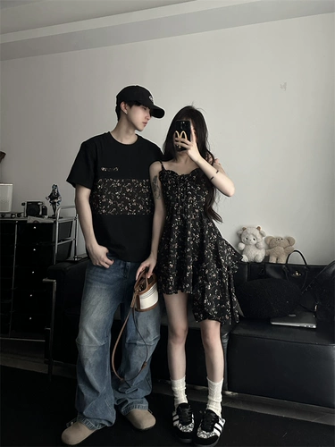 Летняя парная одежда для влюбленных, юбка, футболка, платье, французский стиль