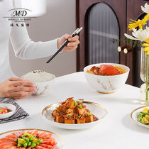 Margolonte bone porcelain tableware into boardroom enamel gold lavish Chinese home flat plate soup bowls noodles bowl rice bowls