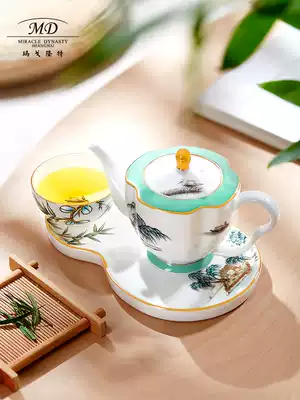 Margolont Kung Fu Tea Set West Lake Feast Bone China Chinese Teapot Teacup Tea tray Afternoon Tea Gift Box Set
